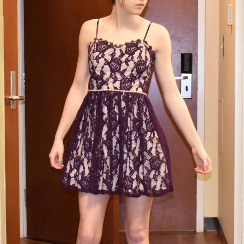 Dark Purple Lace Prom Dress